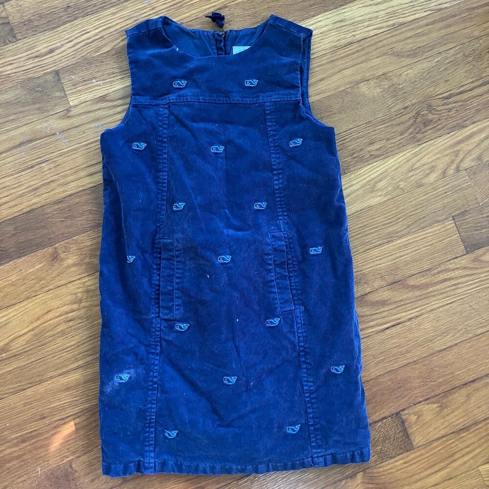 Vineyard Vines Blue Corduroy Jumper Dress Girl Size 7